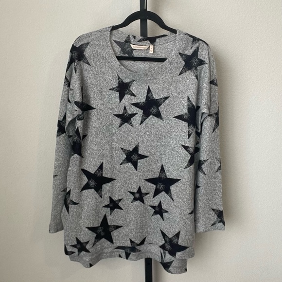 Soft Surroundings E'toile Star Knit Sweater Tunic Top Gray Size Small - Picture 2 of 6